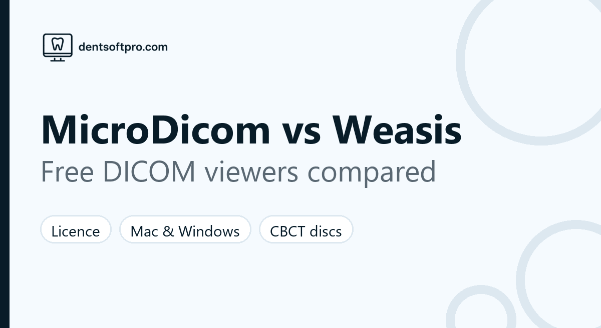 Comparison of the free DICOM viewers MicroDicom and Weasis by licence, platforms, 3D tools and clinical-use status